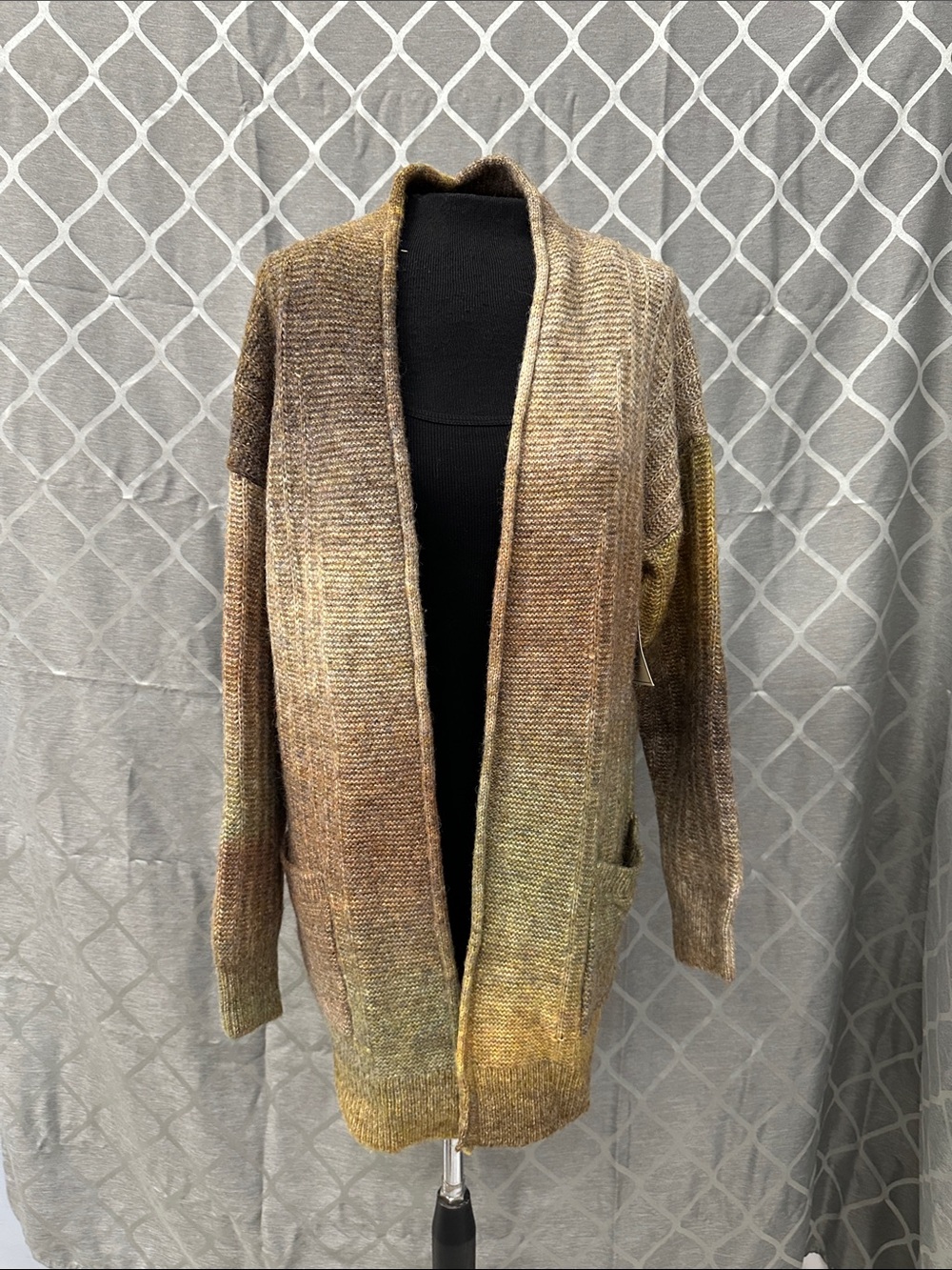 Christian Siriano Brown and Olive Gradient Knit Cardigan